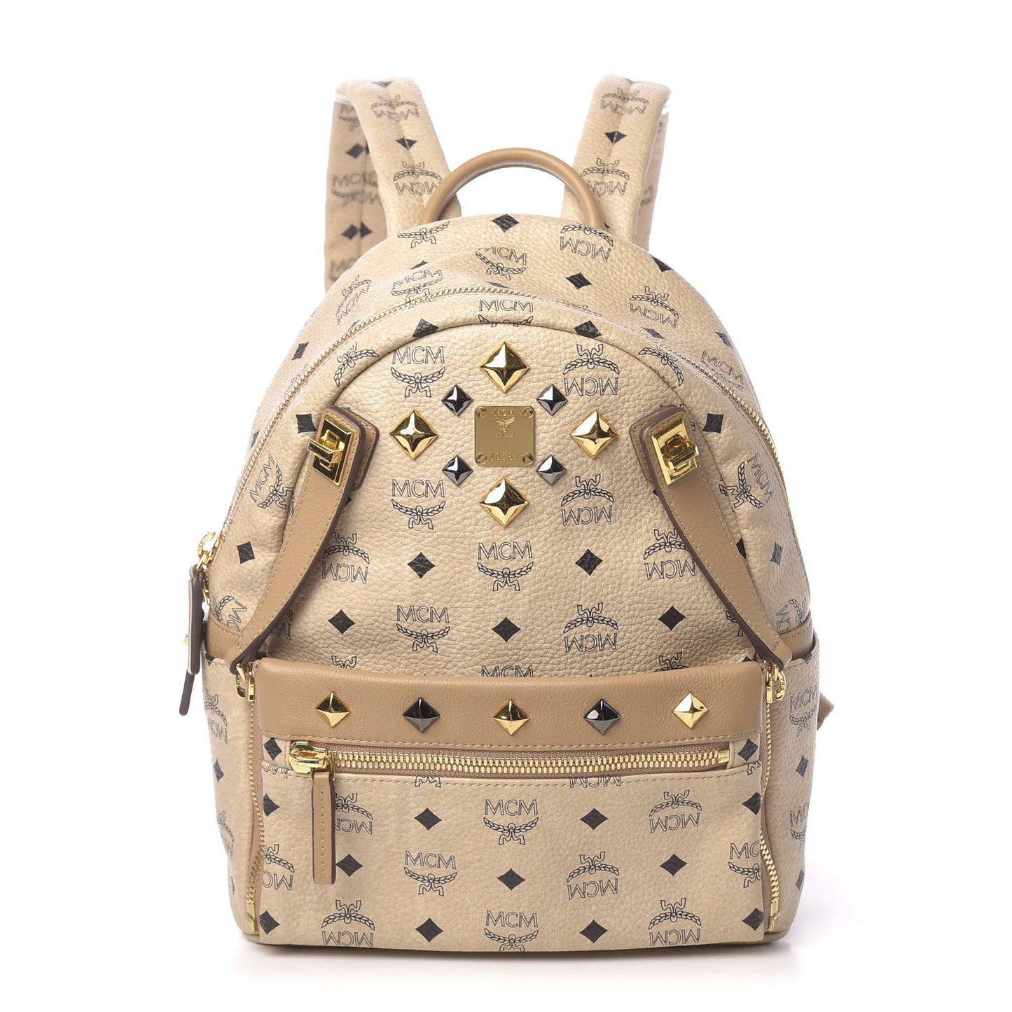 Visetos Studded Small Dual Stark Backpack Beige