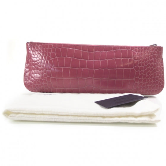 Crocodile Embossed Clutch Pink