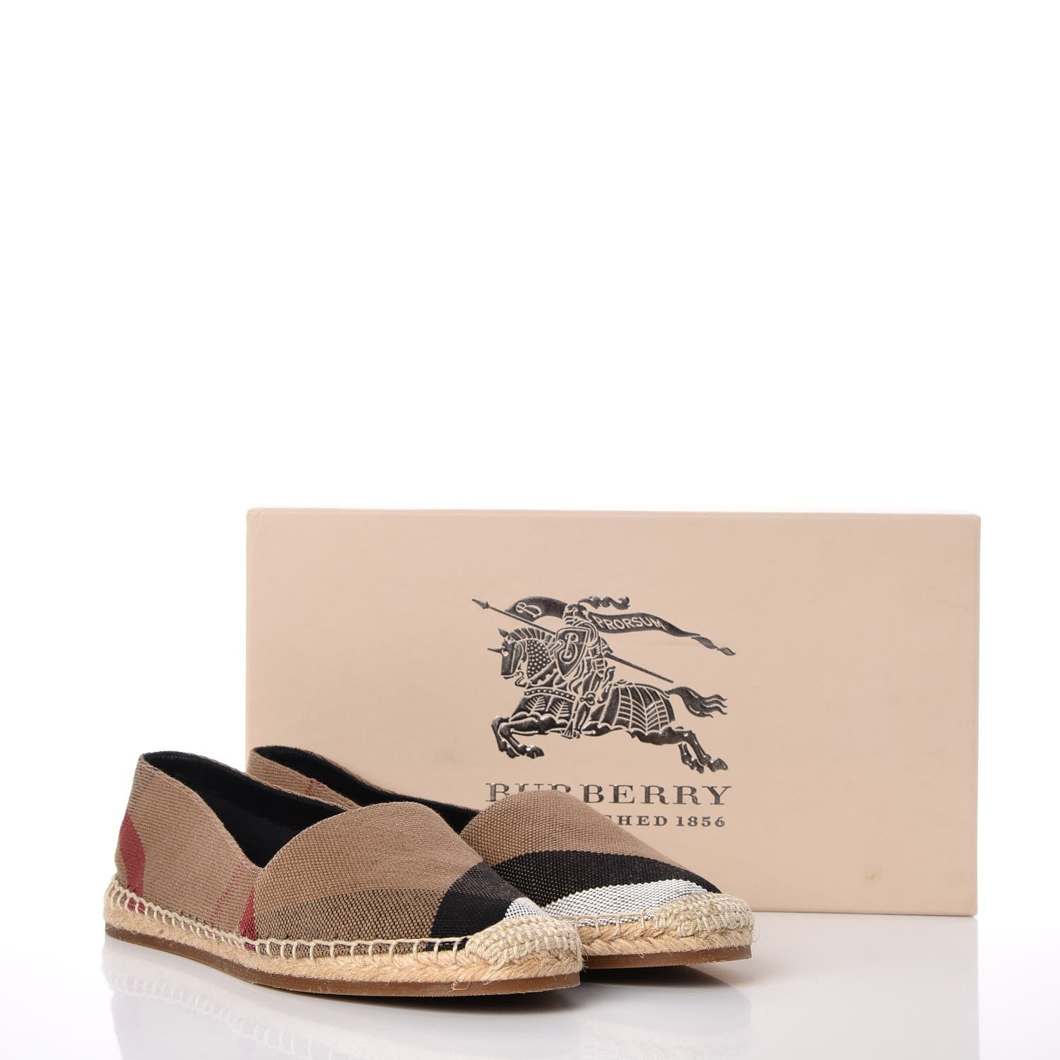 Burberry Canvas House Check Hodgeson Brit Espadrille Flats 39.5 Dark Tan 13 of 13