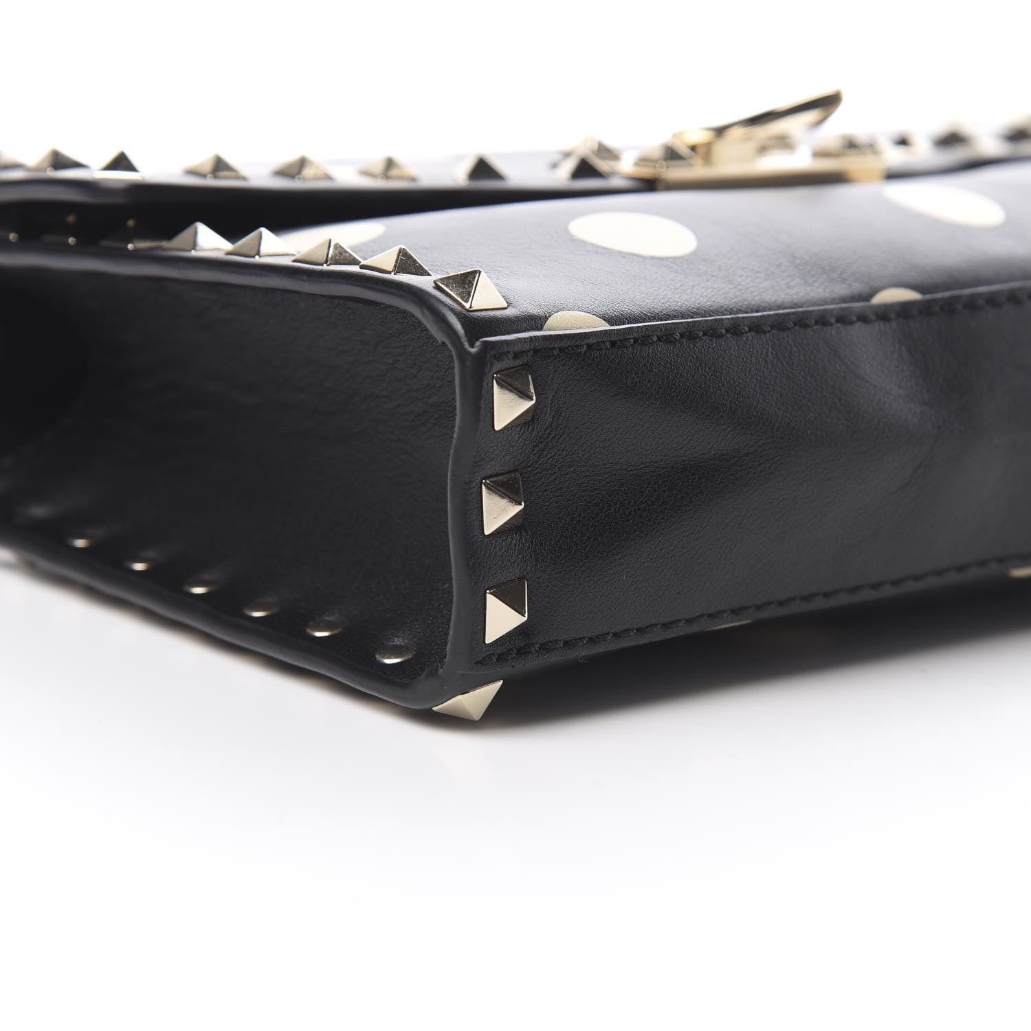 Valentino Garavani Vitello Polka Dot Medium Rockstud Flip Lock Crossbody Bag Black Light Ivory 8 of 14