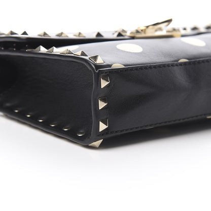 Valentino Garavani Vitello Polka Dot Medium Rockstud Flip Lock Crossbody Bag Black Light Ivory 8 of 14