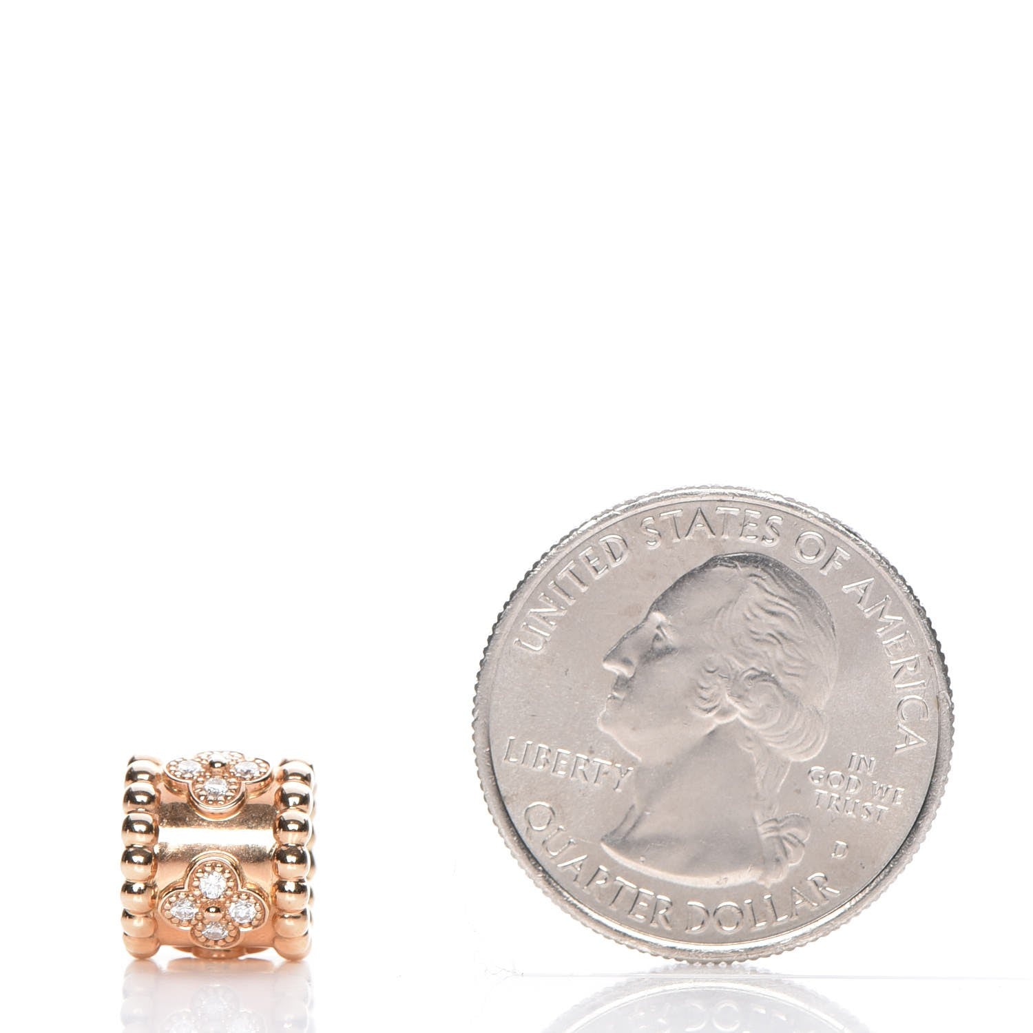 Van Cleef & Arpels 18K Rose Gold Diamond Perlee Clovers Pendant 2 of 5