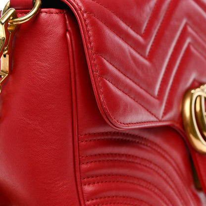 Gucci Calfskin Matelasse Small GG Marmont Top Handle Shoulder Bag Hibiscus Red 16 of 19