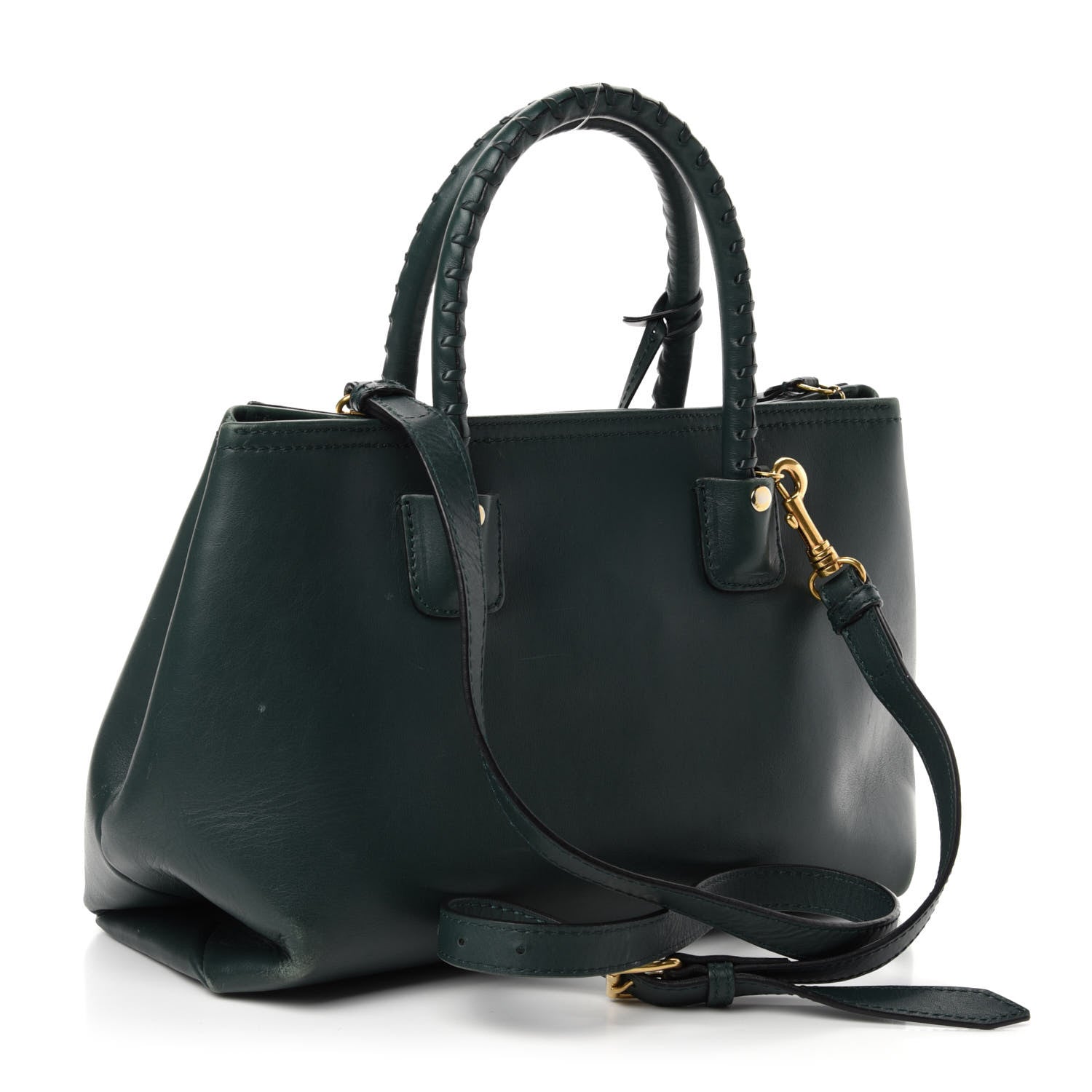 Alexander McQueen Calfskin Whipstitch Folk Tote Bag Dark Green Bottle 4 of 13