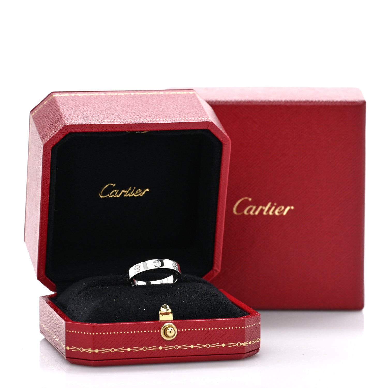 Cartier 18K White Gold Diamond 4mm LOVE Wedding Band Ring 56 7.5 5 of 5