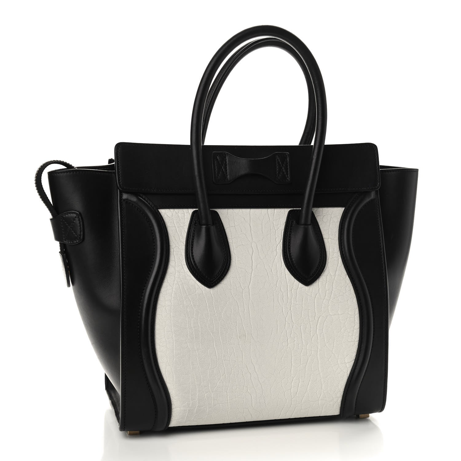 Celine Bullhide Calfskin Micro Bi-Color Luggage Black White 3 of 11