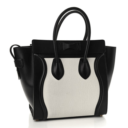 Celine Bullhide Calfskin Micro Bi-Color Luggage Black White 3 of 11