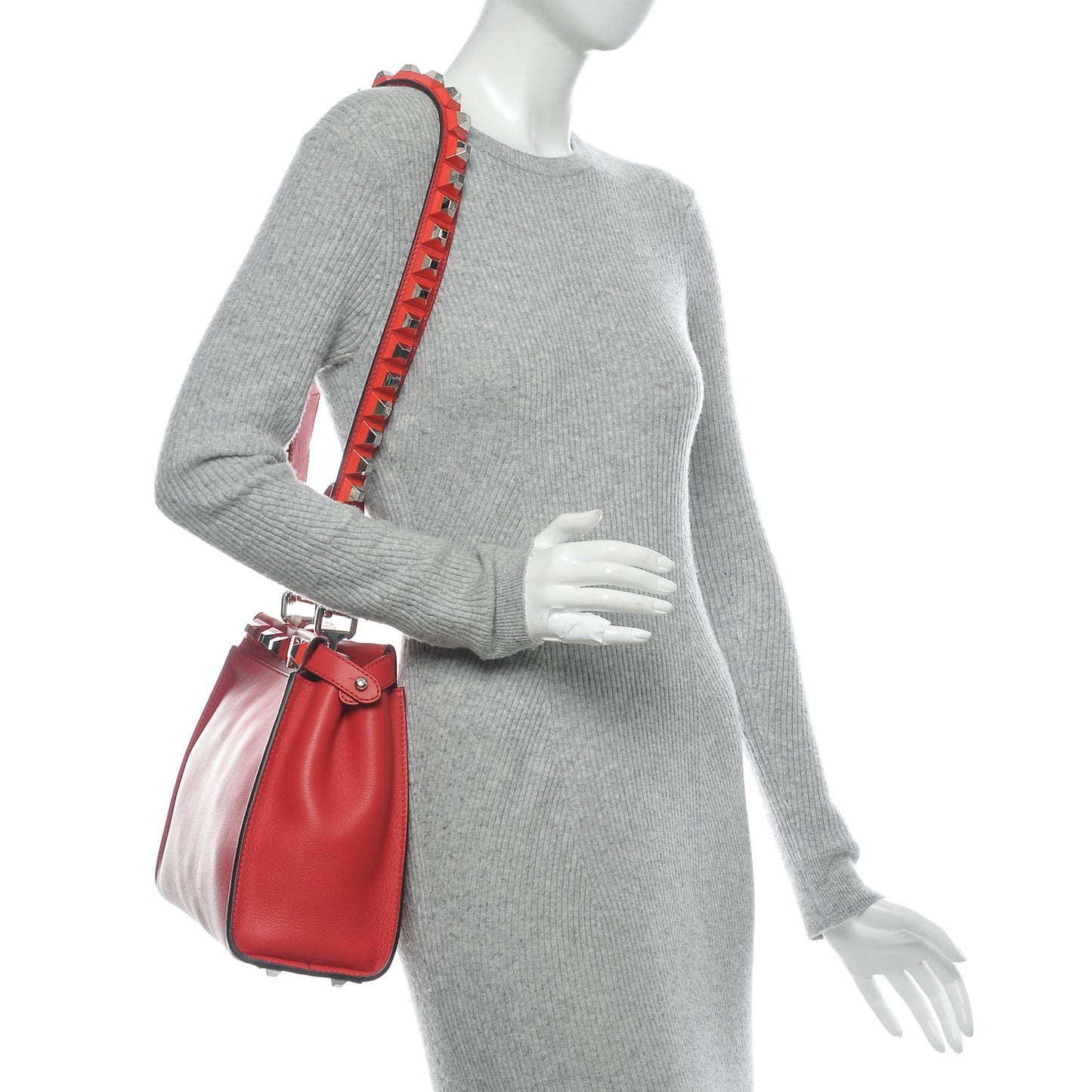 Vitello Seta Studded Medium Peekaboo Iconic Satchel Fiamma
