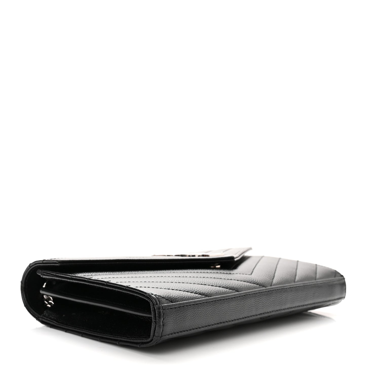 Grain De Poudre Matelasse Chevron Monogram Chain Wallet Black