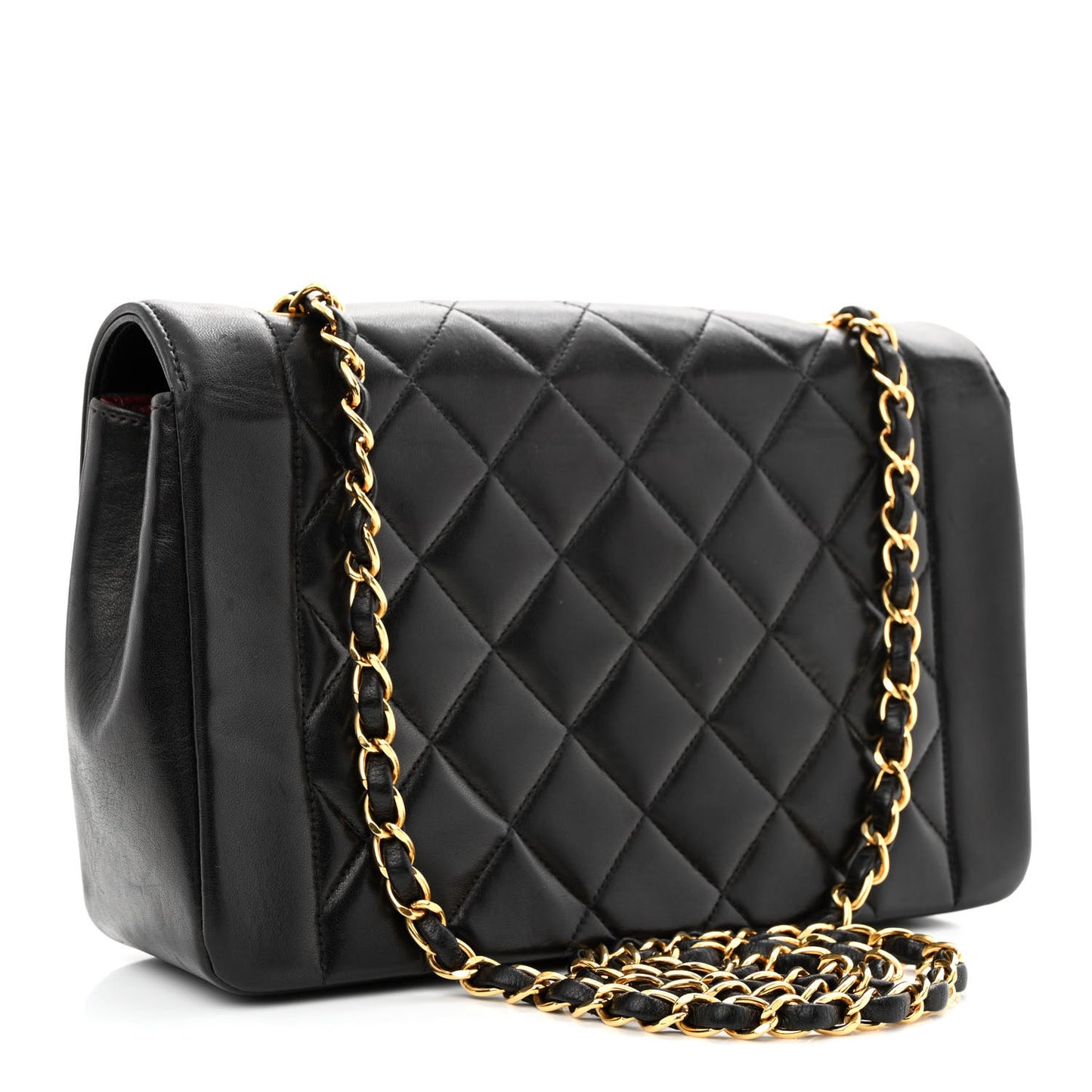 Lambskin Quilted Medium Single Flap Black