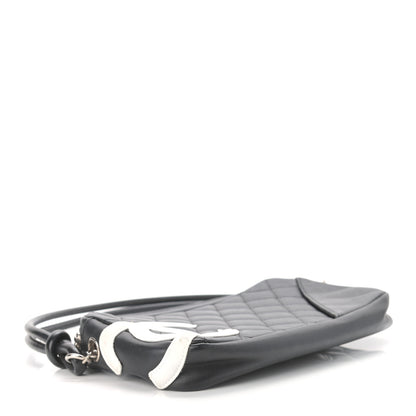 Chanel Calfskin Quilted Cambon Pochette Black White 4 of 11
