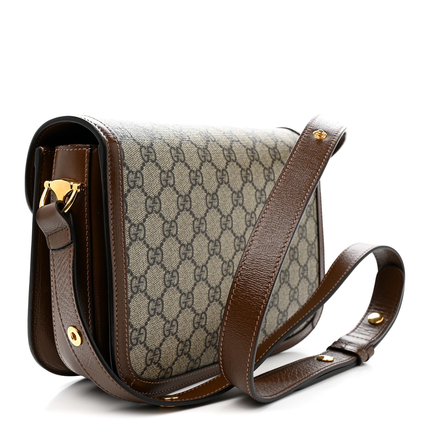 GG Supreme Monogram Horsebit 1955 Shoulder Bag Beige Brown Sugar