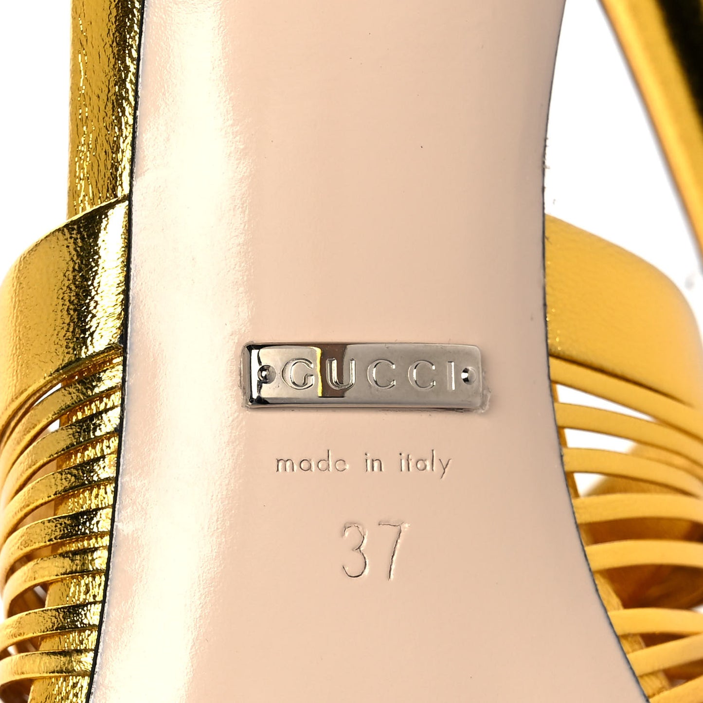 Metallic Nappa Crawford Knot Ankle Strap Sandals 37 Gold