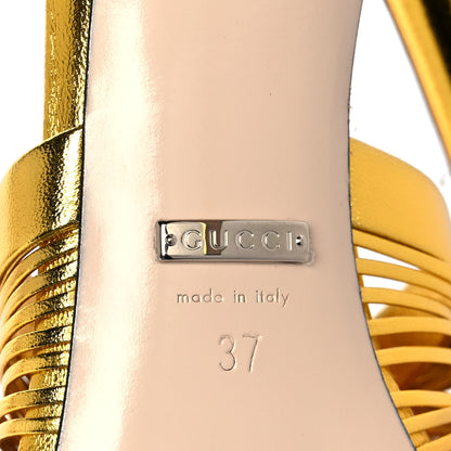 Gucci Metallic Nappa Crawford Knot Ankle Strap Sandals 37 Gold 6 of 8
