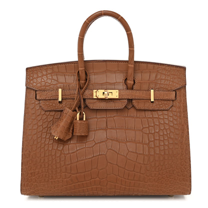 Hermes Matte Alligator Birkin Sellier 25 Gold 1 of 14