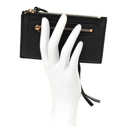 Balenciaga Grained Calfskin Neo Classic Brass Hardware Long Coin Case Card Holder Black 2 of 6