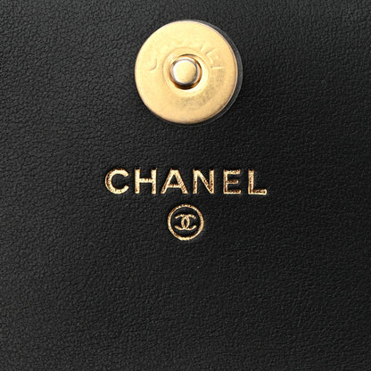Chanel Shiny Lambskin Quilted Medallion Card Holder On Chain Black 6 of 10