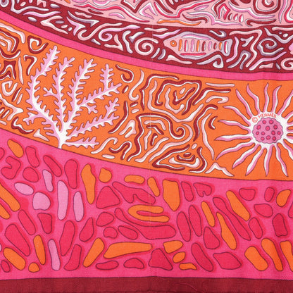 Hermes Cashmere Silk La Legende Du Poisson Shawl 140 Corail 5 of 8
