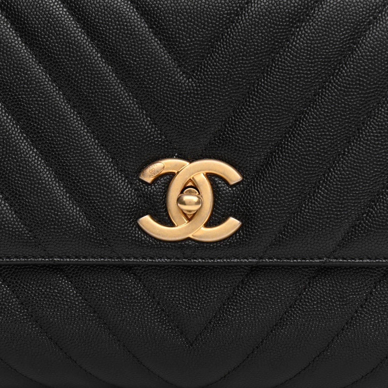 Chanel Caviar Chevron Quilted Small Coco Handle Flap Black 8 of 10