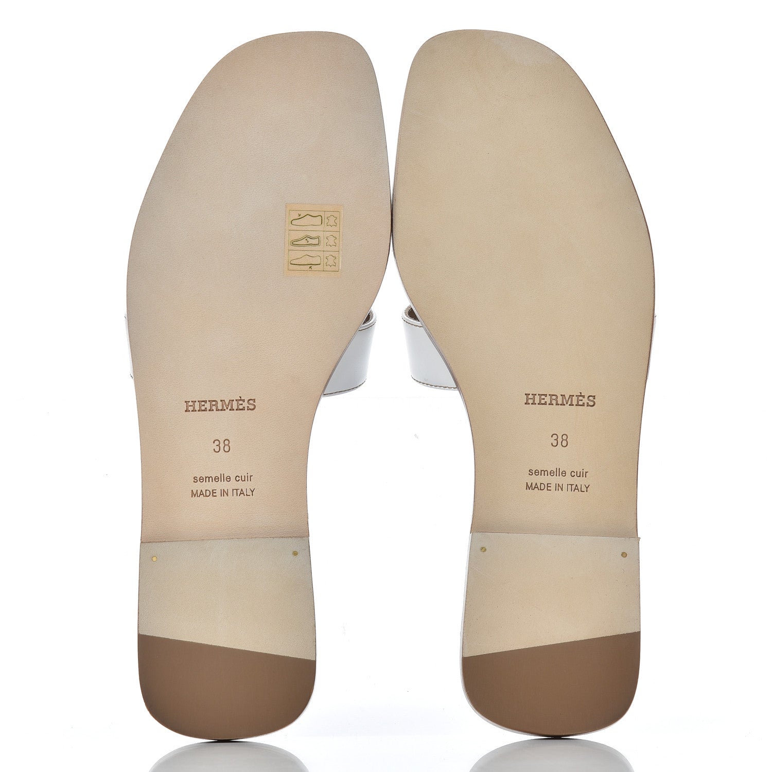 Hermes Box Calfskin Oran Sandals 38 White 5 of 9