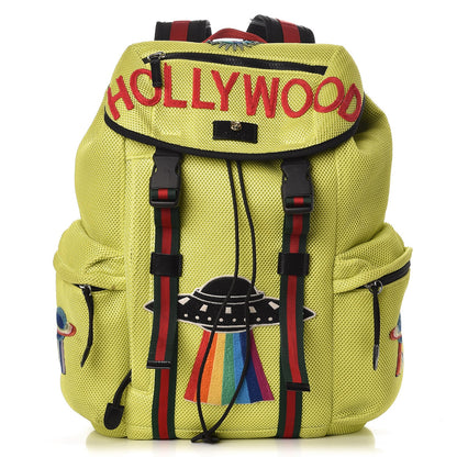 Gucci Mesh Web Hollywood Embroidered Double Buckle Backpack Anis Multicolor Black 1 of 13