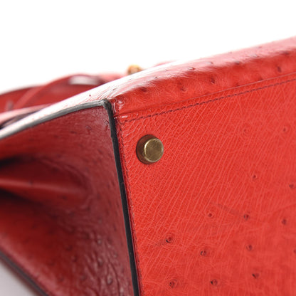 Hermes Ostrich Kelly Sellier 28 Rouge Vif 7 of 36