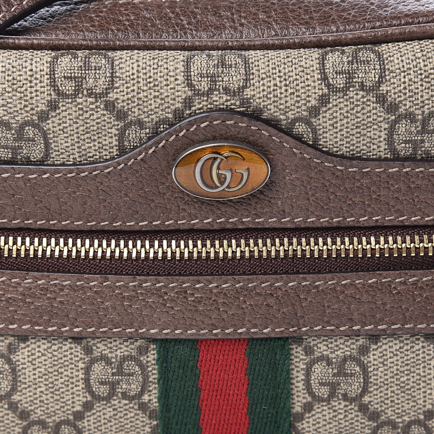 GG Supreme Monogram Web Mini Ophidia Shoulder Bag Brown
