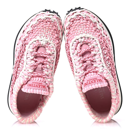 Valentino Garavani Fabric Crochet Womens Low Top Sneakers 39.5 Pink 2 of 7