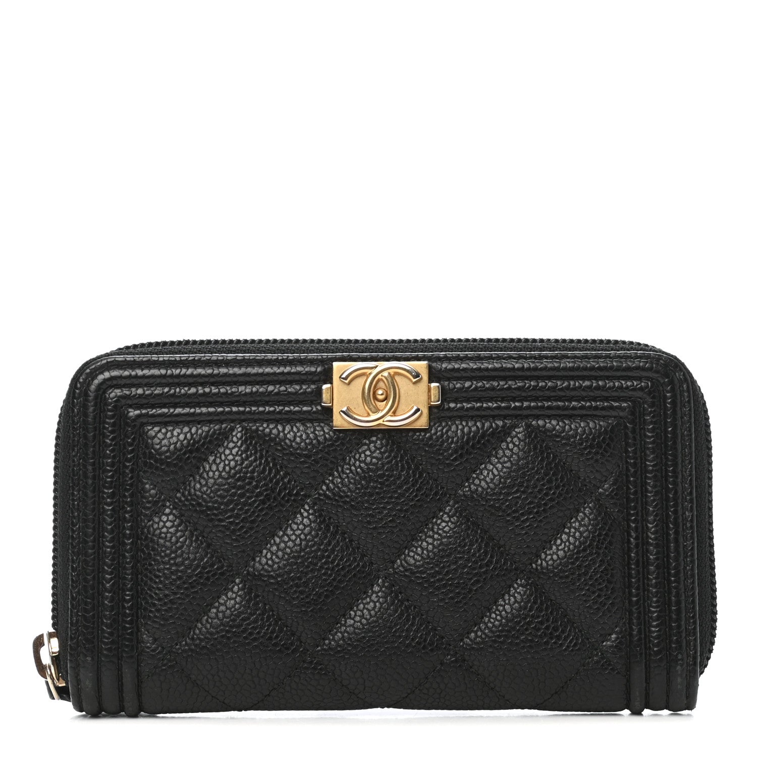 Chanel Caviar Quilted Small Boy Zip Around Wallet Black 1 of 8
