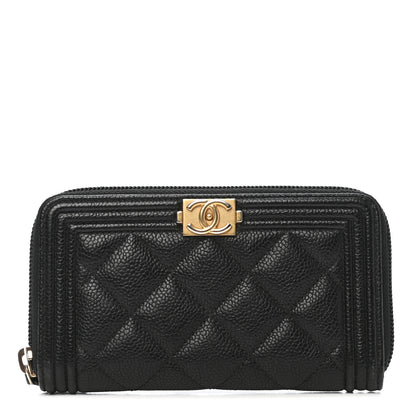 Chanel Caviar Quilted Small Boy Zip Around Wallet Black 1 of 8
