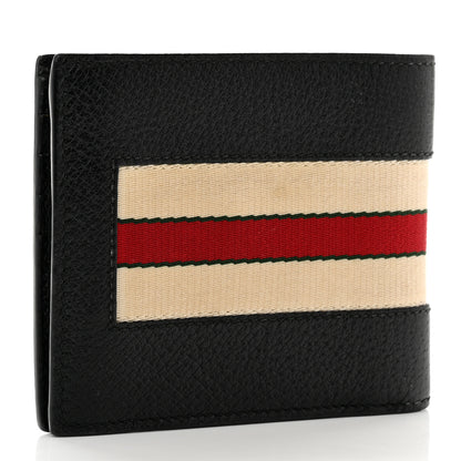 Gucci Textured Dollar Calfskin Nylon Gucci Stripe New Web Bi-Fold Coin Wallet Black Ecru Verde Rosso 3 of 7
