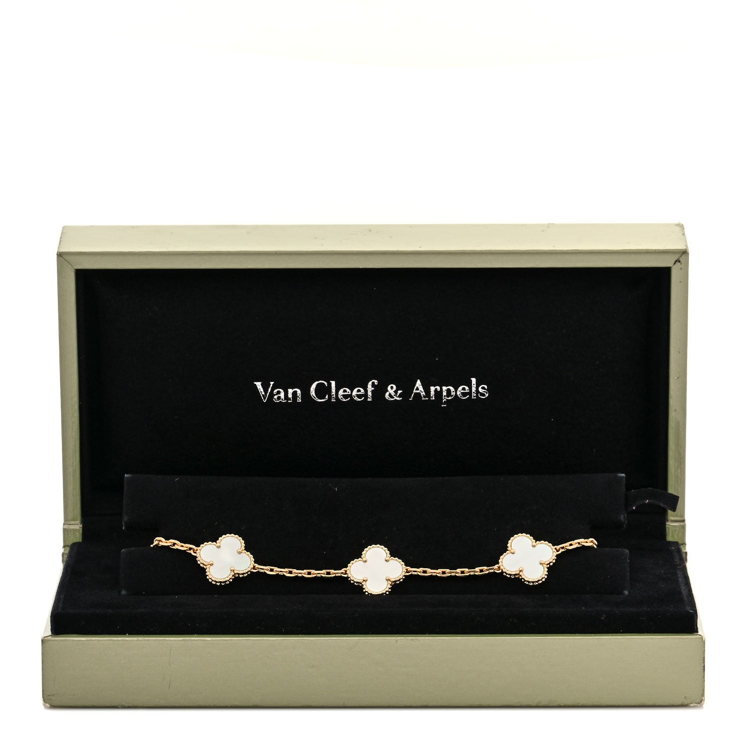 Van Cleef & Arpels 18K Yellow Gold Mother of Pearl 5 Motifs Vintage Alhambra Bracelet 5 of 5