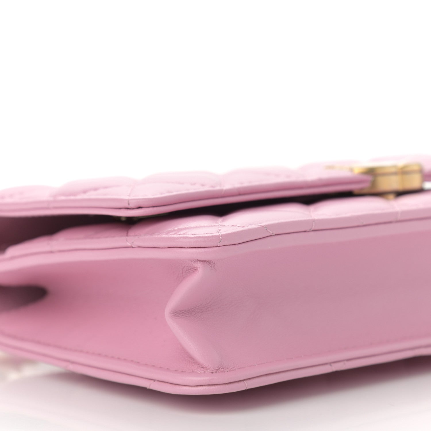 Chanel Lambskin Resin Quilted Wallet On Chain WOC Dark Pink 6 of 14