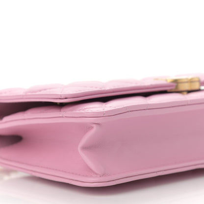 Chanel Lambskin Resin Quilted Wallet On Chain WOC Dark Pink 6 of 14