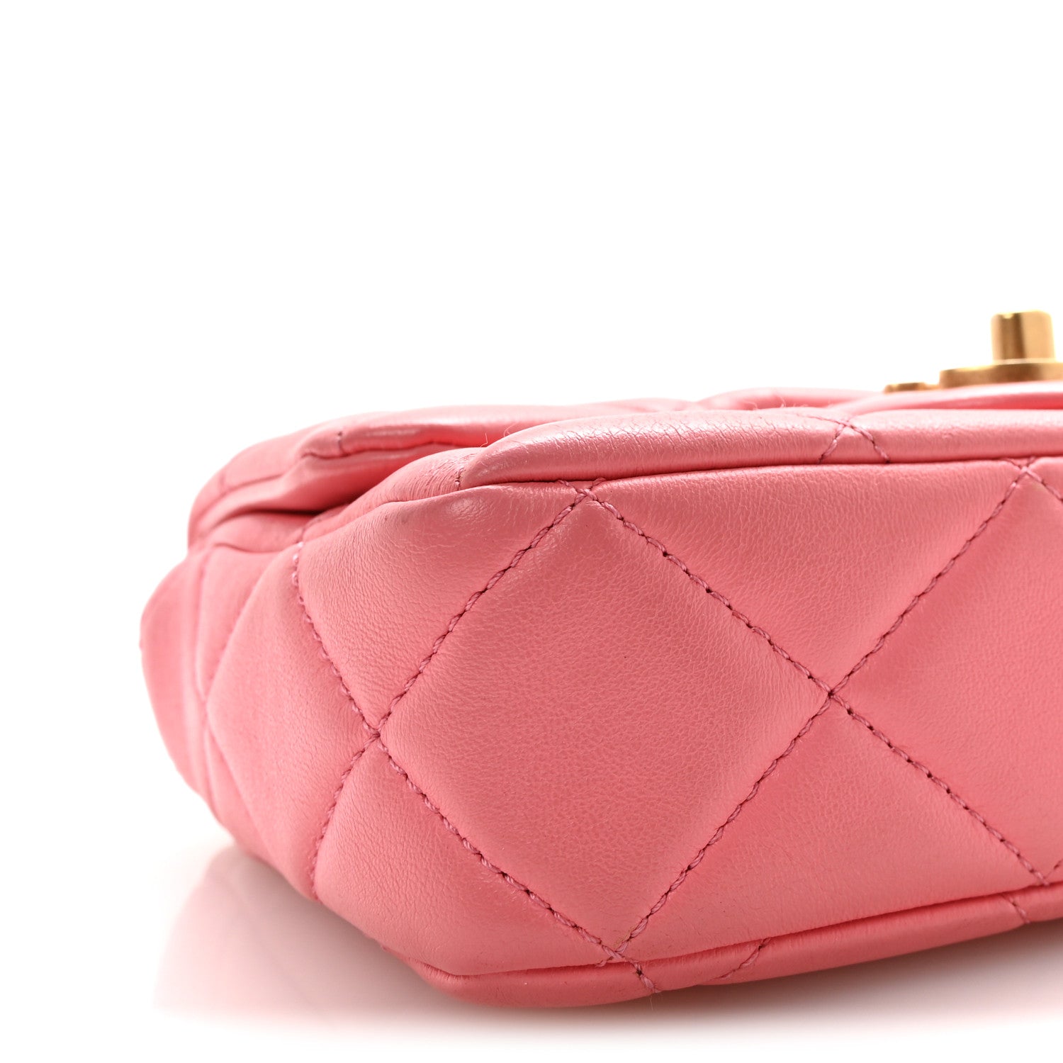 Chanel Lambskin Enamel Quilted Pending CC Mini Square Flap Pink 9 of 10