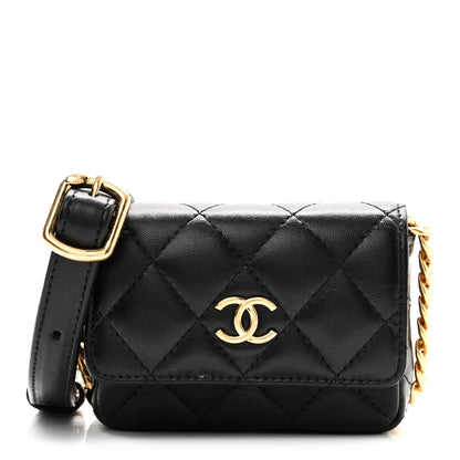Chanel Lambskin Quilted Enamel Mini Belt Bag Black 1 of 9