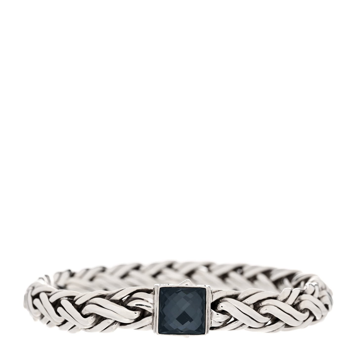 Sterling Silver Quartz Hematite Doublet Wheat Chain Bracelet