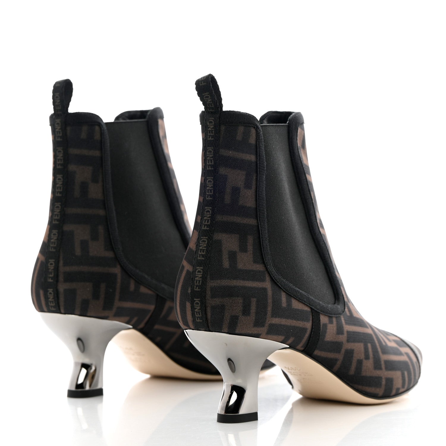 Fendi Mesh Tulle FF Colibri 55mm Ankle Booties 39.5 Tobacco Moro Black 4 of 8