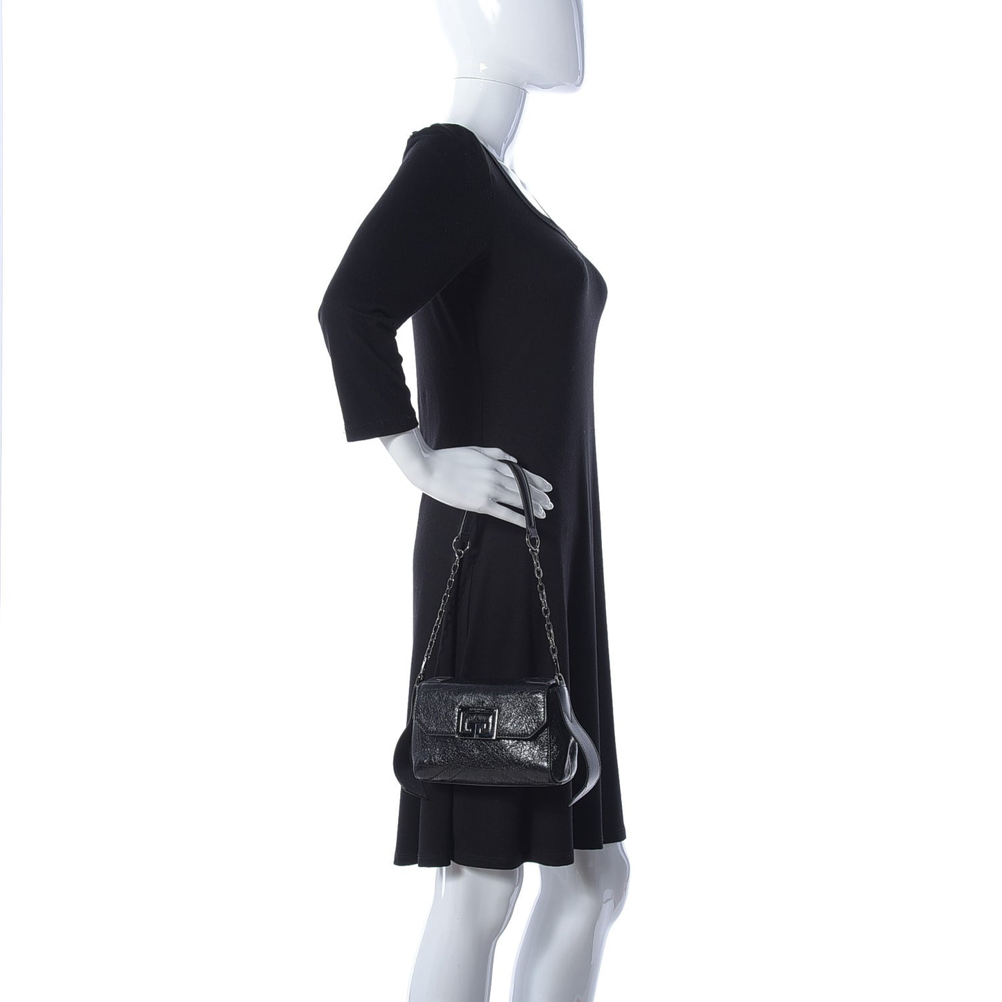 Crinkled Patent Calfskin ID Convertible Belt Bag Black