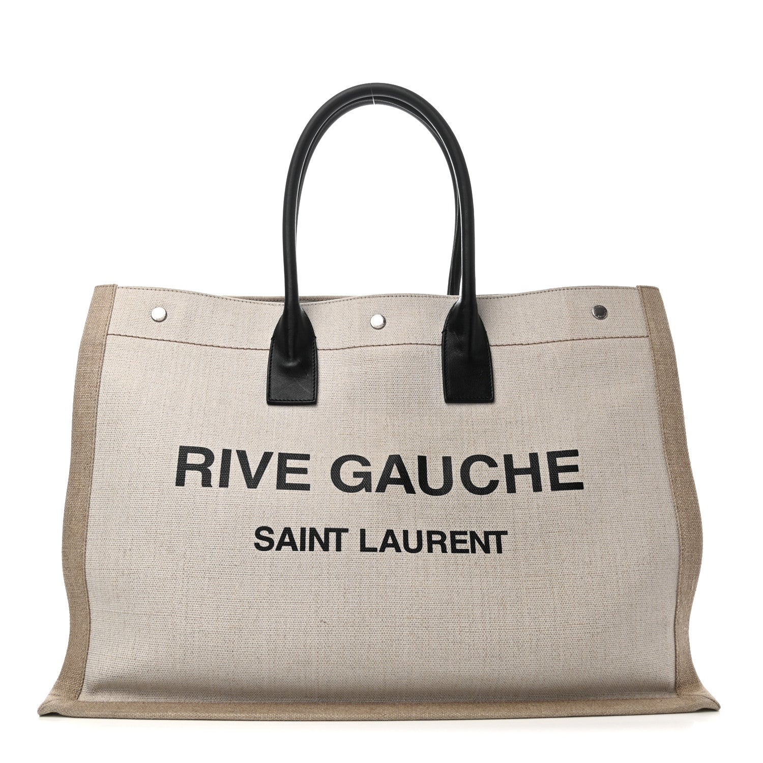 Saint Laurent Linen Calfskin Rive Gauche Tote Optic White 1 of 9
