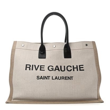 Saint Laurent Linen Calfskin Rive Gauche Tote Optic White 1 of 9