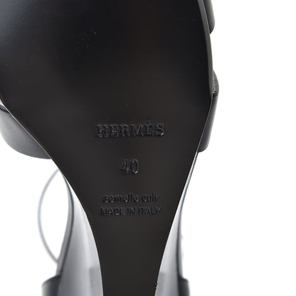 Hermes Calfskin Legend Wedge Sandals 40 Black 7 of 10