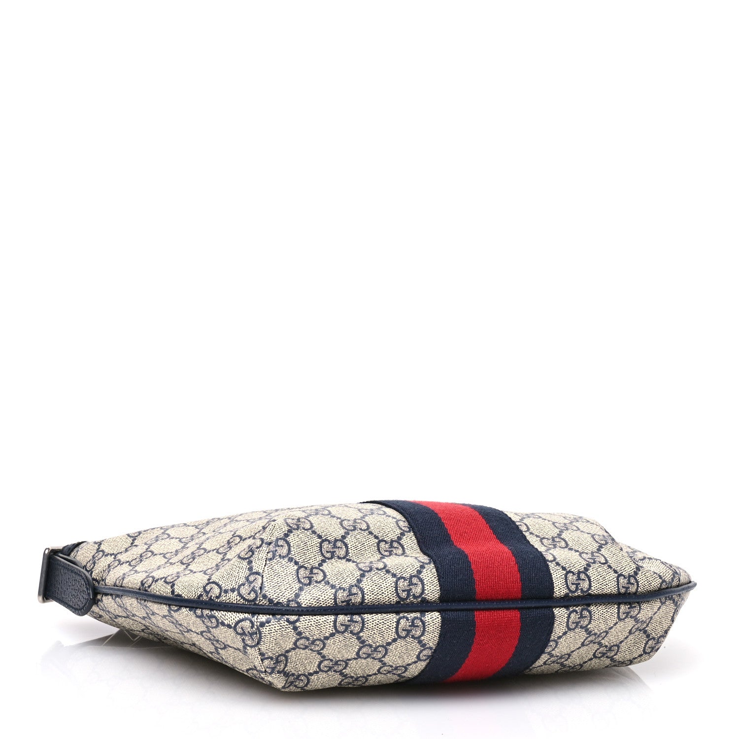 Gucci GG Supreme Monogram Textured Dollar Calfskin Web Small Ophidia Half Moon Hobo Beige Blue 4 of 11