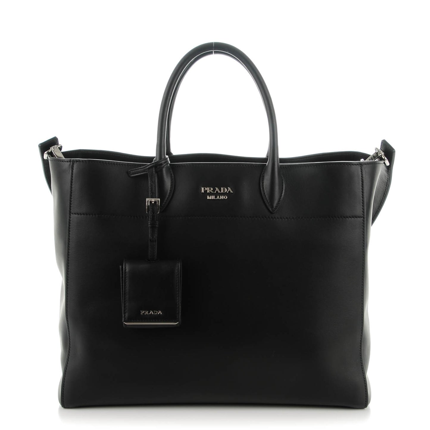 City Calf Tote With Studded Strap Nero Black