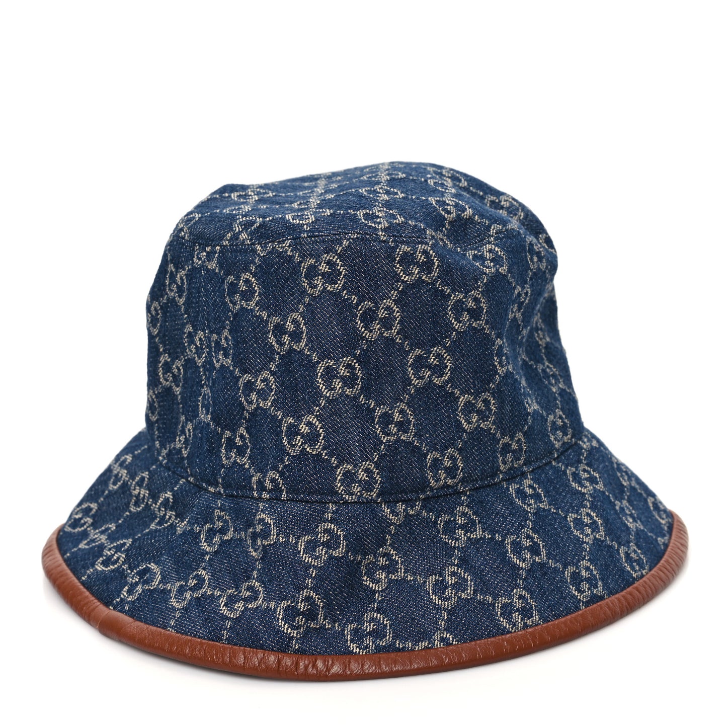 Washed Jacquard Denim Nappa GG Monogram Oscar Bucket Hat L Denim Cuir