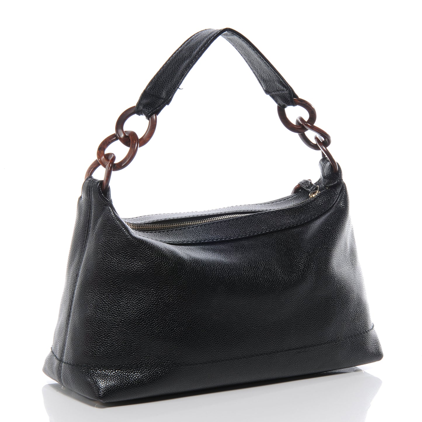 Caviar CC Wood Chain Hobo Black