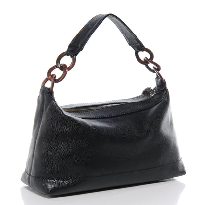 Chanel Caviar CC Wood Chain Hobo Black 3 of 8