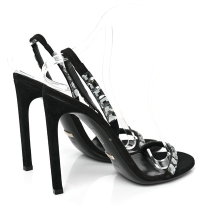 Gucci Kid Scamosciato Crystallo Mallory Slingback Sandal 37.5 Black 4 of 7