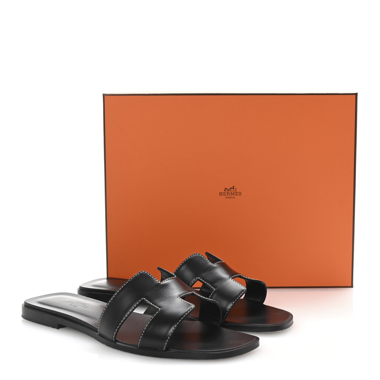 Box Calfskin Oran Sandals 39 Black