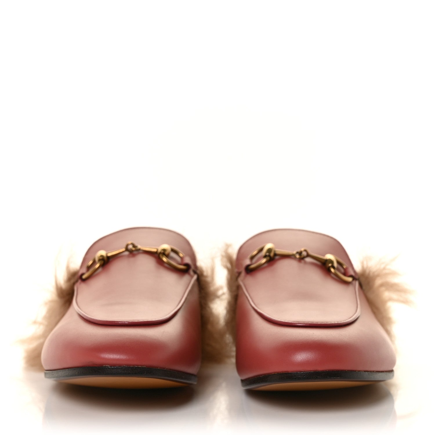 Gucci Calfskin Fur Womens Princetown Slippers 36 Lipstick Rose Natural 2 of 7